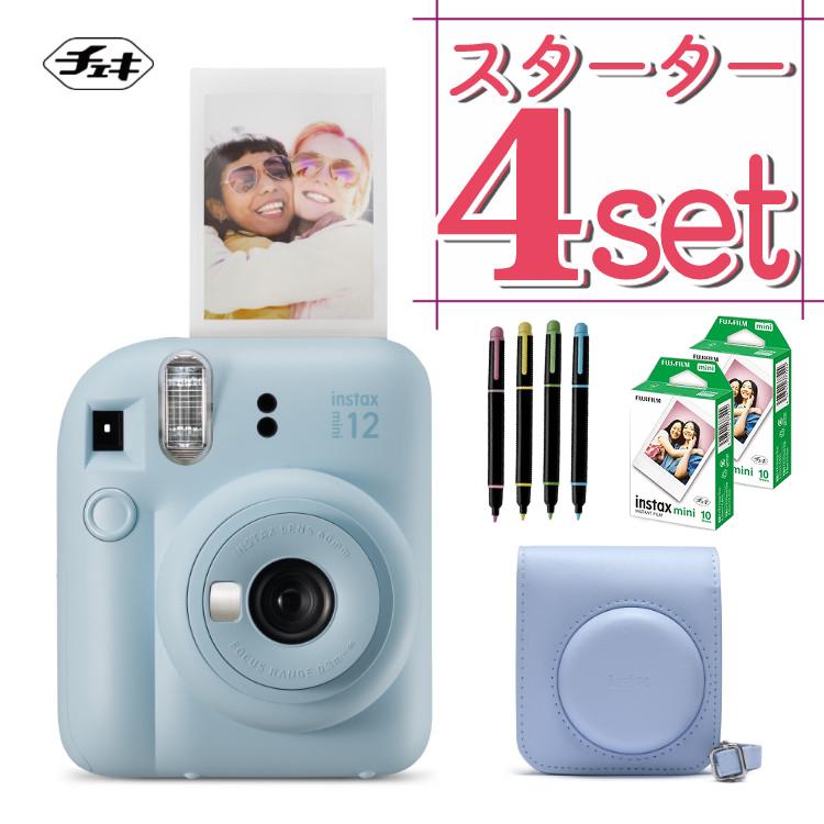 富士フイルム チェキ instax mini 12 インスタントカメラ パステルブルー 4点セット