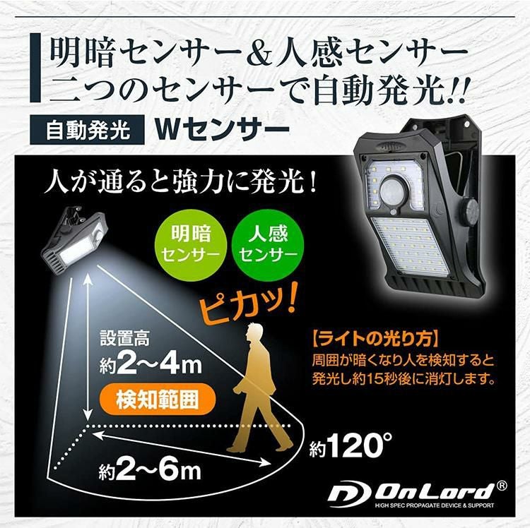 レビューで北海道米プレゼント オンスクエア ソーラー充電式クリップ型センサーライト クリッパ OL-336B 3個セット