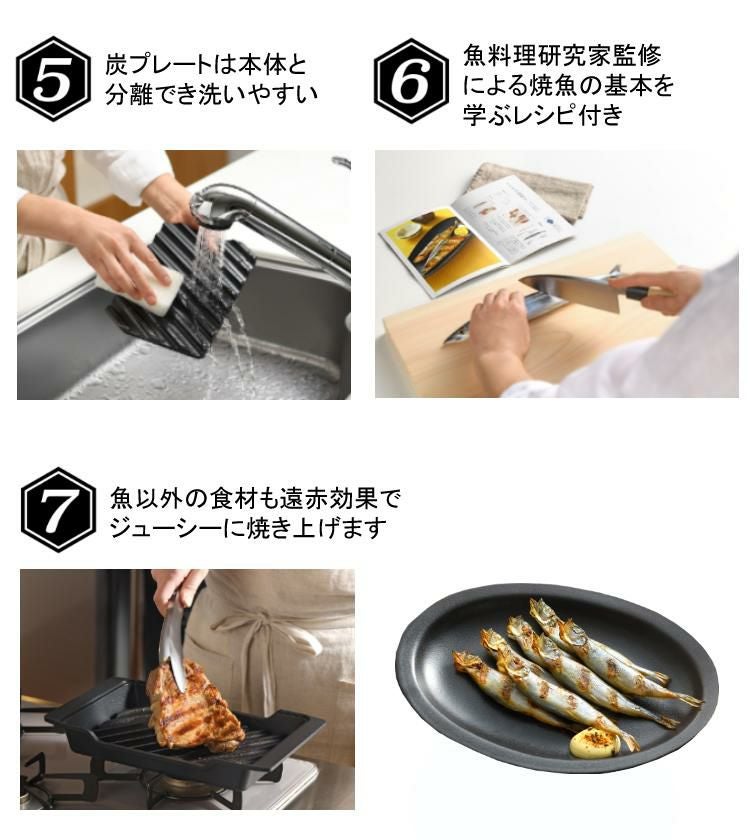 オークス 大人の焼魚 炭グリル OTS8010 蓋付き 炭プレート 遠赤効果 IH