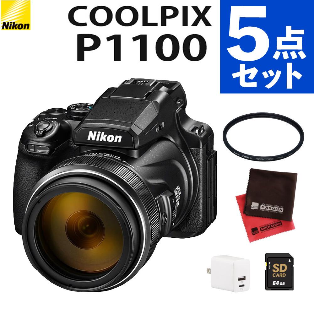 SD・レンズフィルター・クロス付 <br> 新品  Nikon ニコン コンパクトデジタルカメラ COOLPIX P1000 クールピクス 1605万画素 手ブレ補正 高画質 3000mm相当 光学125倍 超望遠ズーム 4K動画撮影 RAW NRW 対応 野鳥撮影 月 惑星 天体