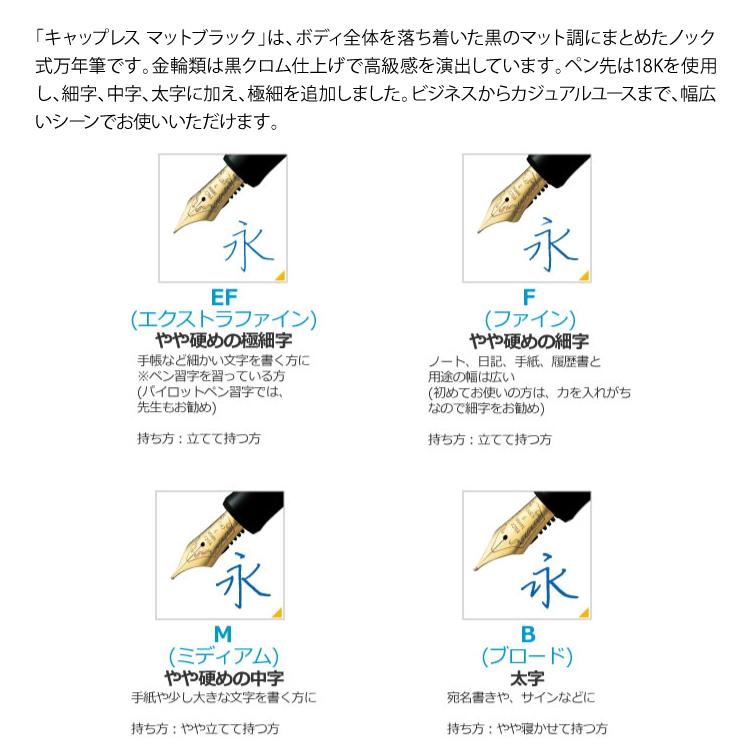 コンバーター＆ひとことメモ 縦型 セット  万年筆 パイロット キャップレス ブラックマット 極細 細字 中字 太字 FC-18SR