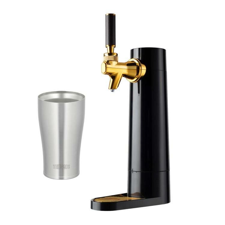 真空断熱タンブラー付き グリーンハウス 家庭用 スタンド式 ビールサーバー GH-BEERO-BK ブラック 黒 超音波式 ラッピング不可