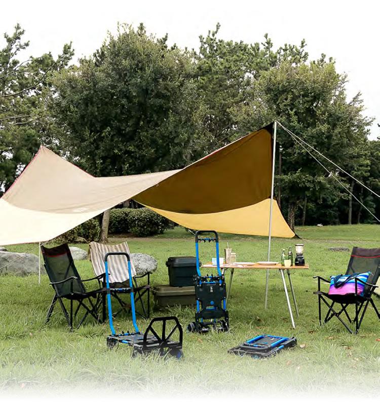 HANAOKA F-CART 2x4  ブルー  花岡 折りたたみ式 2WAY フラットカート ツーバイフォー <br> ラッピング不可