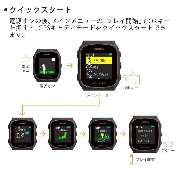 ゴルフGPSウォッチ　距離測定器　グリーンオン　ノルム グリーンオン ゴルフ距離測定器 GPSナビ ゴルフナビ ザ・ゴルフ