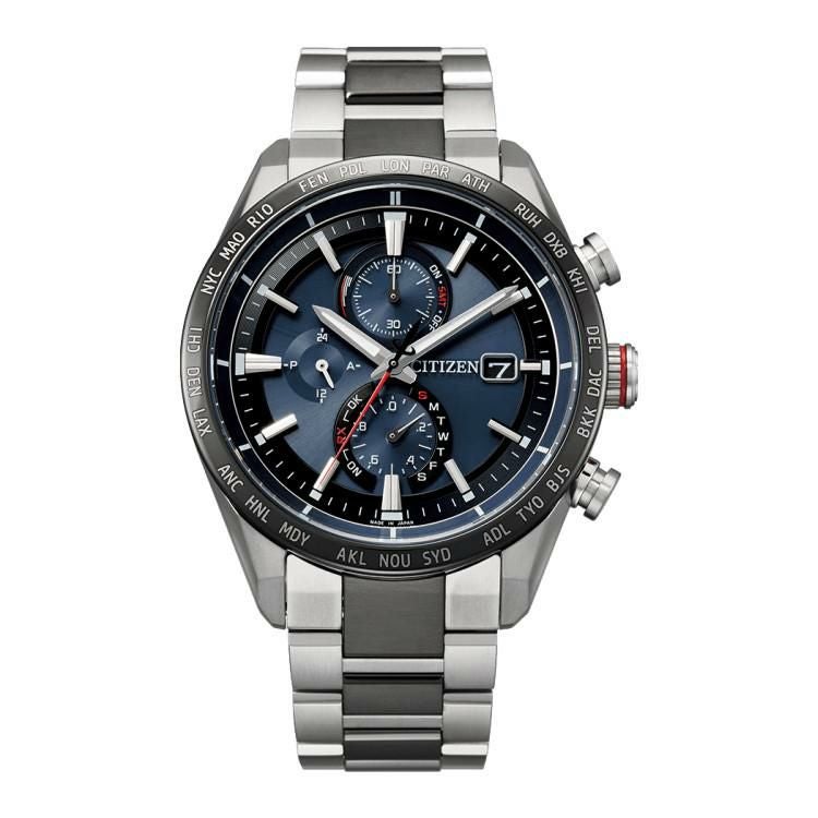 時計ケース丸型・クロス付  シチズン CITIZEN 腕時計 AT8186-51L アテッサ ATTESA メンズ ダイレクトフライト ACT Line 多針アナログ チタンバンド ソーラー電波  国内正規品