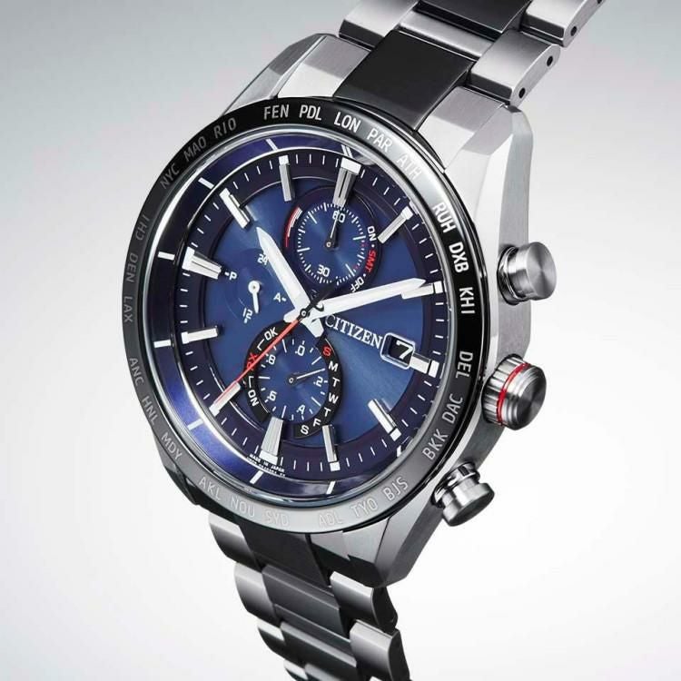 時計ケース丸型・クロス付  シチズン CITIZEN 腕時計 AT8186-51L アテッサ ATTESA メンズ ダイレクトフライト ACT Line 多針アナログ チタンバンド ソーラー電波  国内正規品