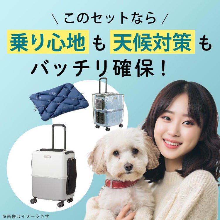 レビュー特典あり  レインカバー＆クッションセット  耐重量13Kg 公共交通機関OK ペットキャリー ペット カート ブルー グレー ピンク ホワイト Mサイズ 小型犬 中型犬 猫 PETiCO ペティコ ペチコ 3001-M スーツケース通院 旅行 帰省