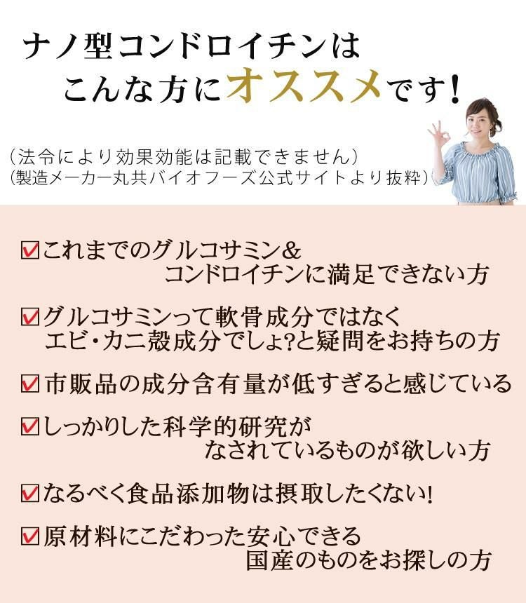 2袋まとめ コンドロイチン サプリメント NANOMEDICA ナノメディカ 高吸収性 ナノ型コンドロイチン 丸共バイオフーズ メール便可：2点まで  ラッピング不可
