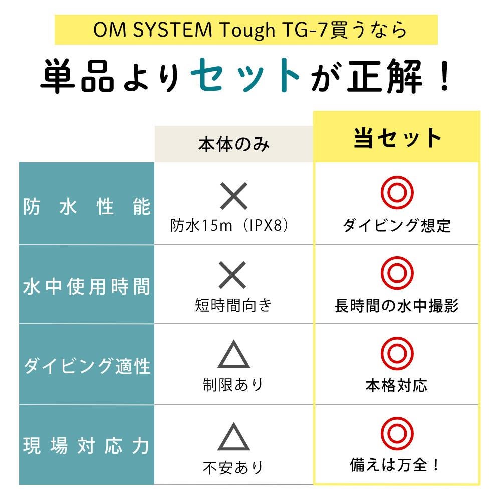 OM SYSTEM Tough TG-7 デジタルカメラ ブラック レッド 防水プロテクター他 6点セット