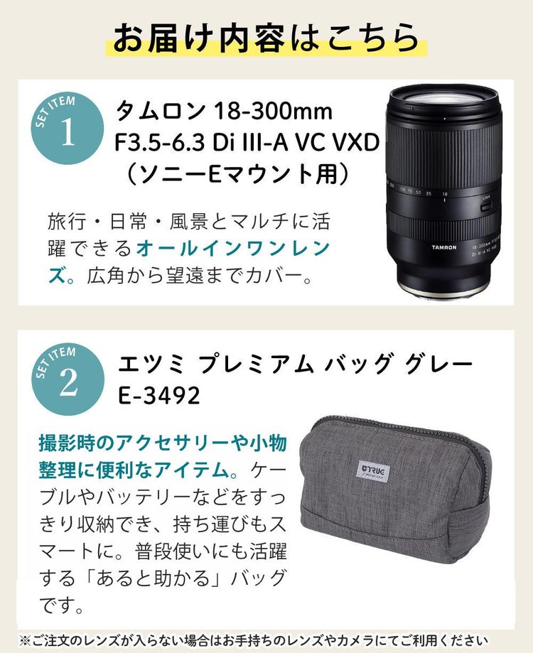 レビューでレンズキャッププレゼント  バッグ付き！ タムロン 18-300mm F3.5-6.3 Di III-A VC VXD ソニーEマウント用 B061S