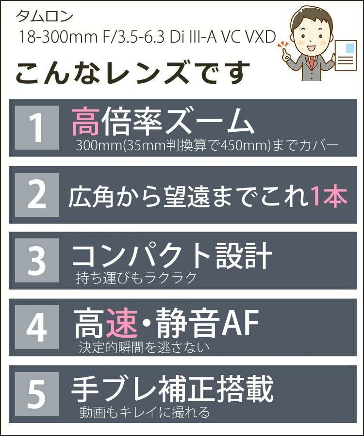 レビューでプレゼント タムロン 18-300mm F3.5-6.3 Di III-A VC VXD ソニーEマウント用 B061S
