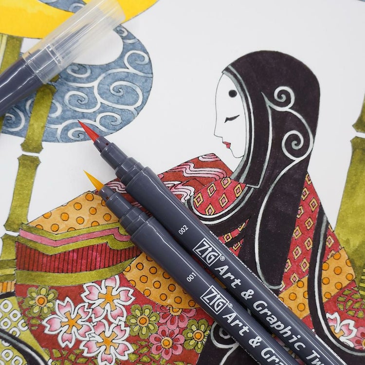 呉竹 アートグラフィックツイン リアルブラッシュ＋ファイン 80色 TUT-95/80V-2 スケッチブック付き 2点セット