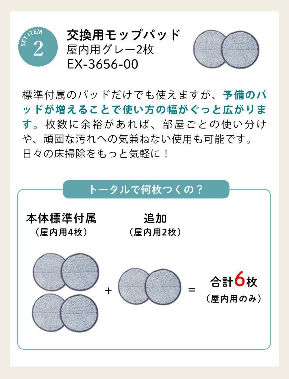レビュー特典有 CCP Neo+ ネオプラス コードレス回転モップクリーナー TZJ-MA221-WH 通販限定モデル 付属＋室内用2枚付