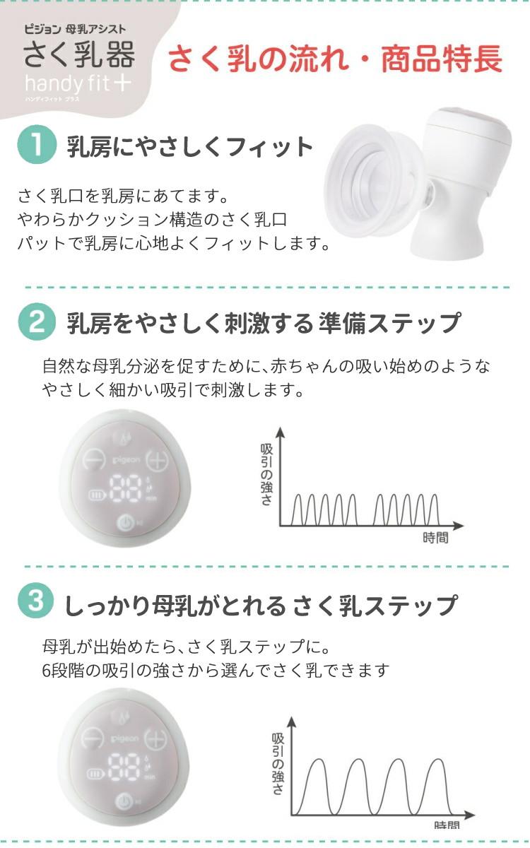ピジョン 母乳アシスト 電動 さく乳器 Handy Fit＋ ハンディフィットプラス 片胸用 他5点セット  レビューで北海道米プレゼント