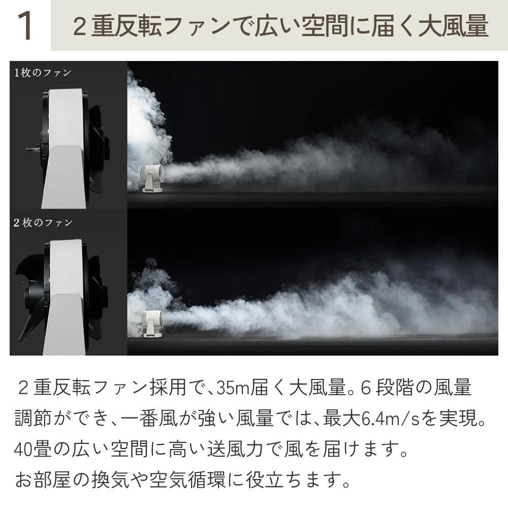在庫あり リズム サーキュレーター 40畳対応 DCモーター 2重反転ファン 小型 ホワイト 9ZFA39RH08