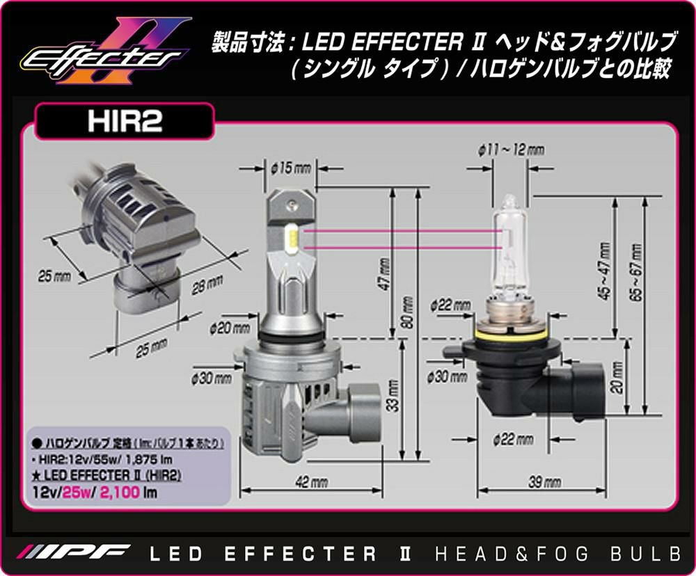 IPF LEDライト LEDヘッドランプバルブ エフェクター2 HIR2 6500K 4200lm 車検対応 E3R1HFB  ラッピング不可