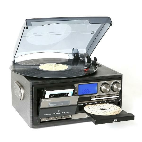 カセットテープ5本付きセット レコードプレーヤー ターンテーブル CDラジカセ ラジオ USB マルチプレーヤー TCD-114 とうしょう  ラッピング不可