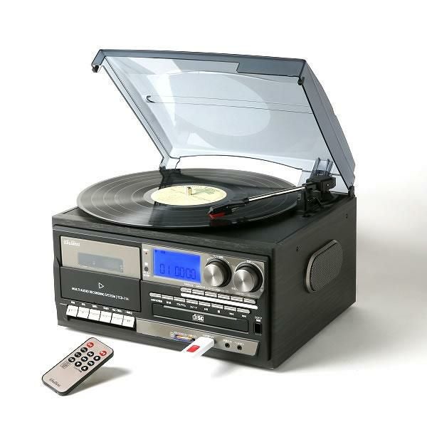 カセットテープ5本付きセット レコードプレーヤー ターンテーブル CDラジカセ ラジオ USB マルチプレーヤー TCD-114 とうしょう  ラッピング不可