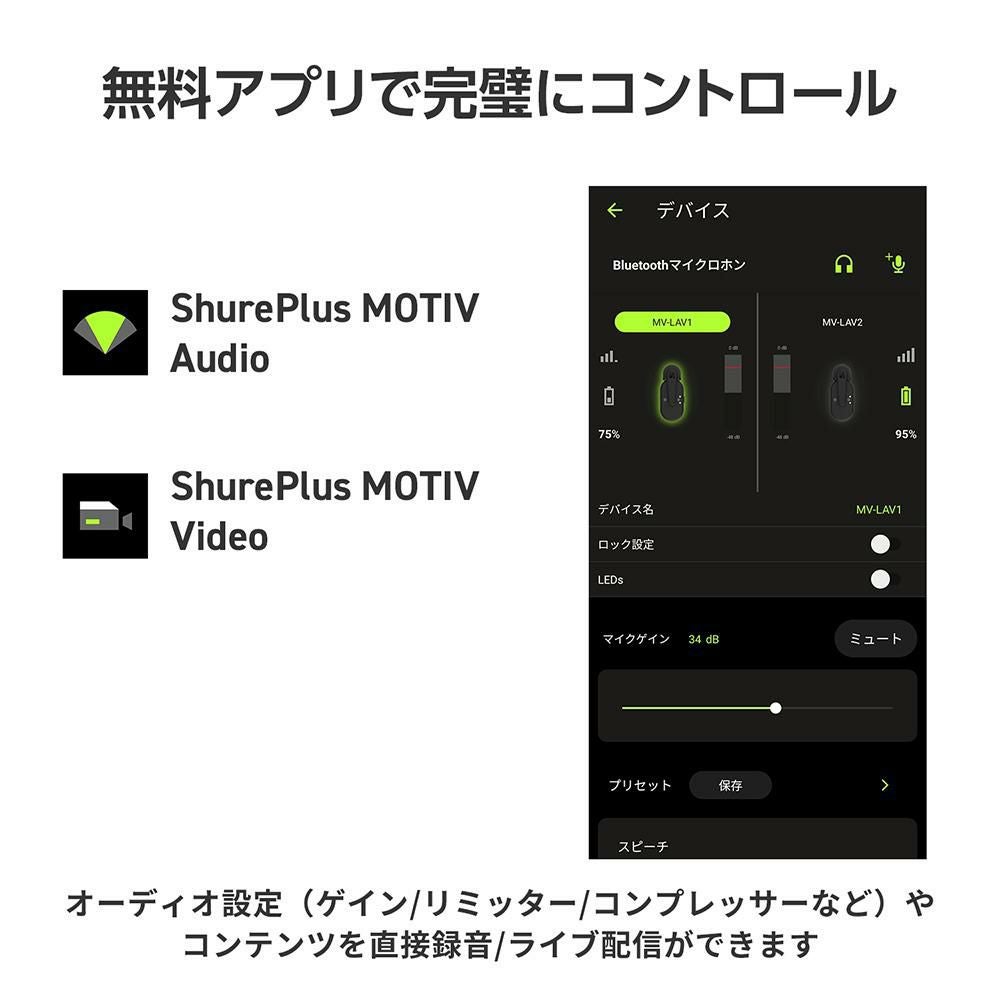 SHURE Shure シュア MoveMic One クリップオン・ワイヤレスマイクロホン MV-ONE-J-Z6