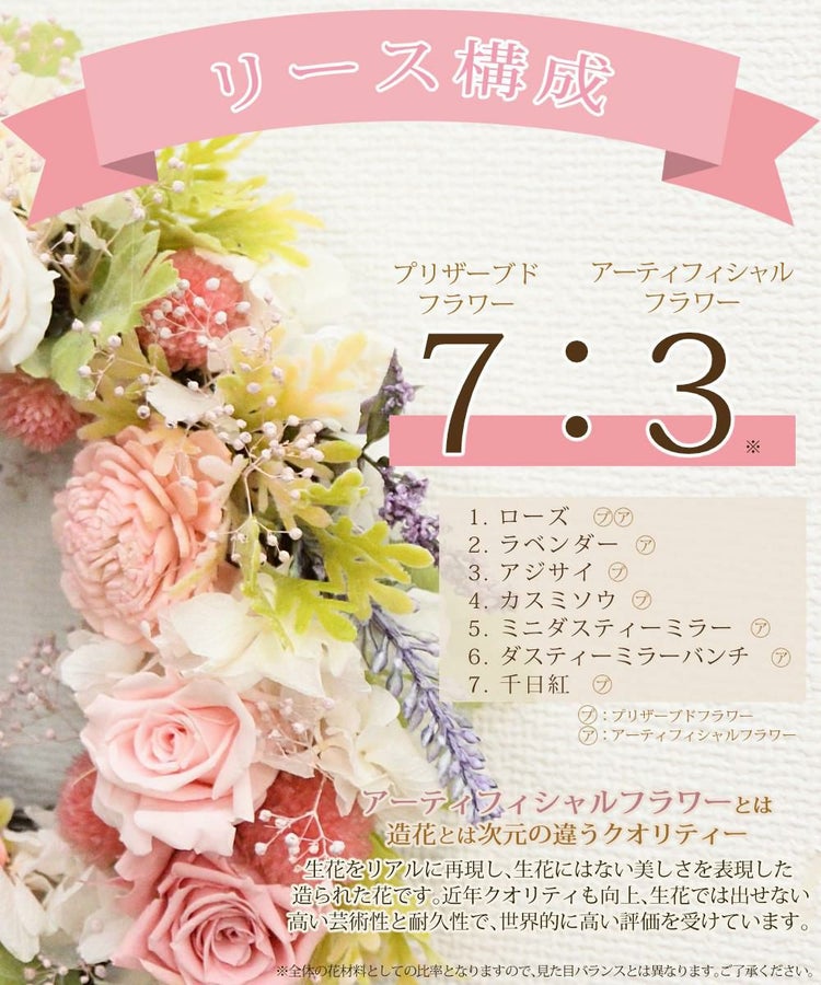 リース プリザーブドフラワー リース 母の日 ローズ バラ フラワーアレンジメント 花束 お花