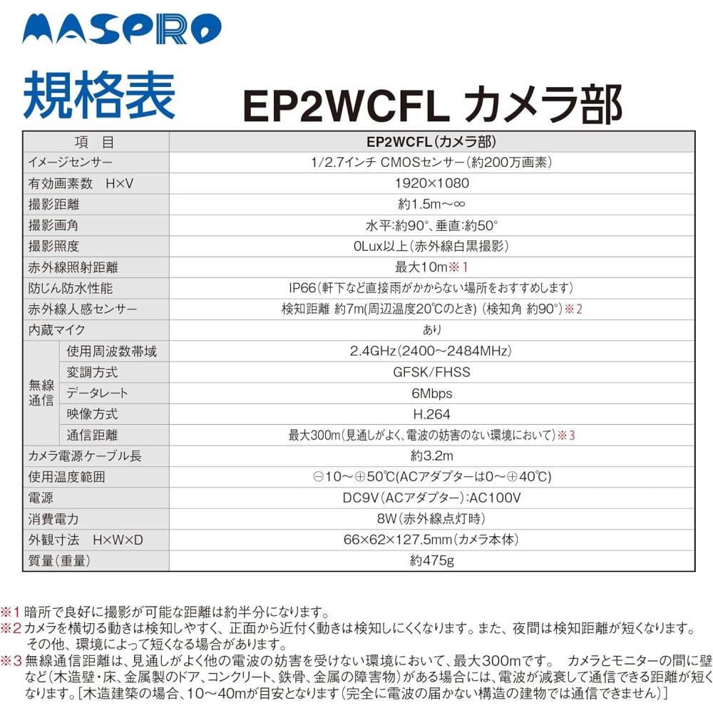 マスプロ電工 モニター＆ワイヤレスHDカメラセット （10.1インチ