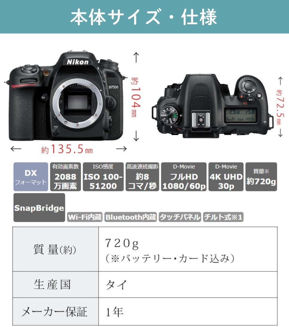 ニコン デジタル一眼レフカメラ D7500 ボディ＆ニコンレンズ AF-S DX