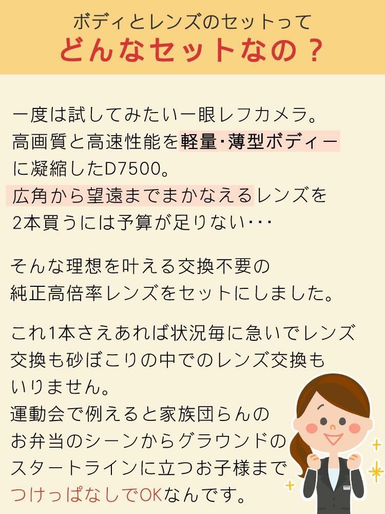 ニコン デジタル一眼レフカメラ D7500 ボディ＆ニコンレンズ AF-S DX NIKKOR 18-300mm f/3.5-6.3G ED VR 9点セット  ラッピング不可