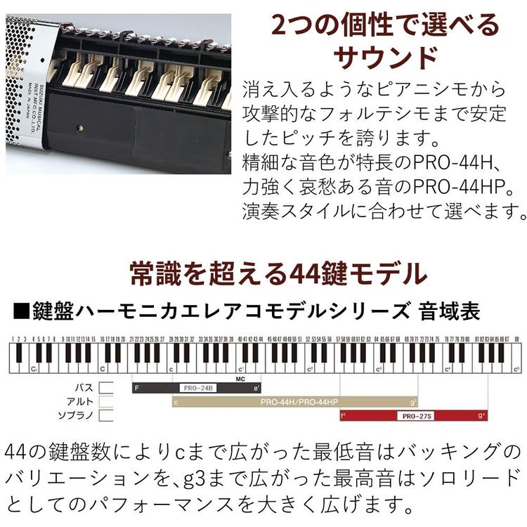 SUZUKI HAMMOND44 PRO-44Hv2 鍵盤ハーモニカ エレアコモデル マウスピース クロスセット ラッピング不可