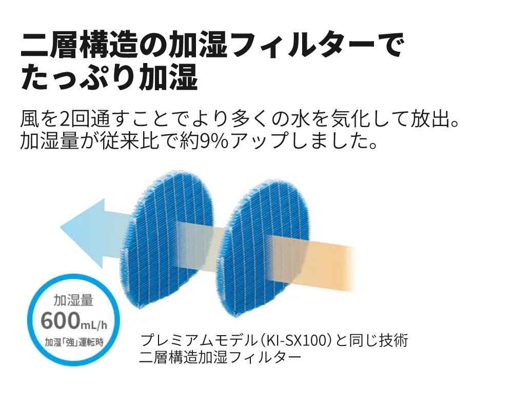 シャープ 空気清浄機 加湿器 KI-SS50-W ホワイト ～13畳 最大加湿量