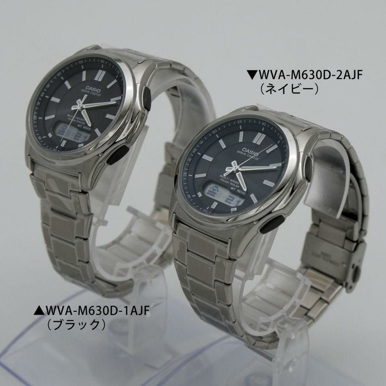 選べる特典付  カシオ ウェーブセプター ソーラー電波時計 メタルバンド ブラック シルバー メンズ 国内正規品 WVA-M630D-1AJF