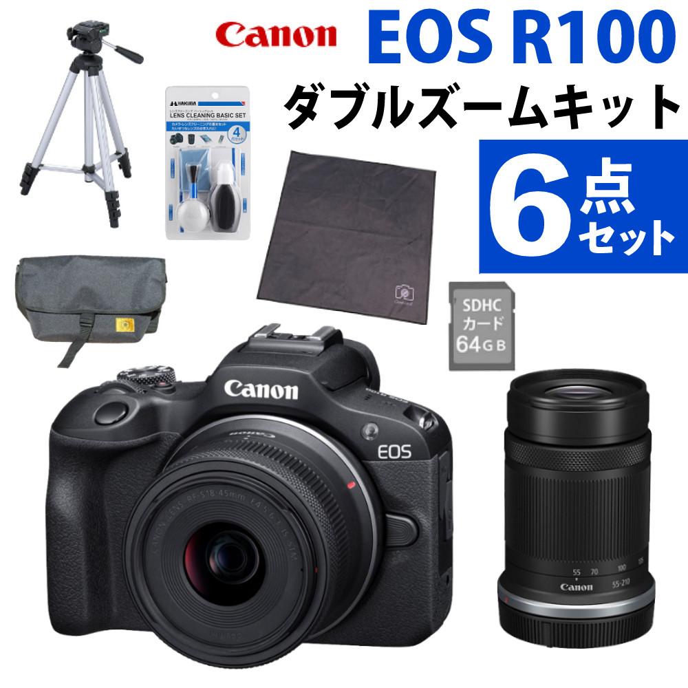 合計6点セット キヤノン ミラーレス一眼カメラ EOS R100・ダブルズームキット 6052C021