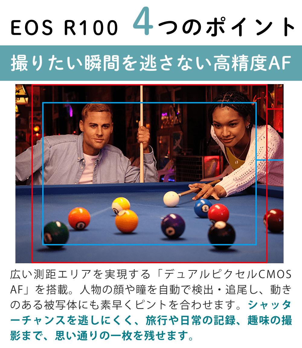 合計6点セット キヤノン ミラーレス一眼カメラ EOS R100・ダブルズームキット 6052C021