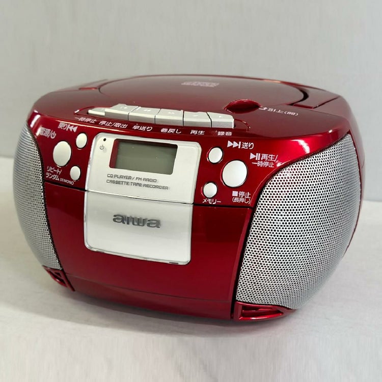アイワ ラジカセ aiwa audio -G CRC1 GAA4-CRC0001 RD  レッド 単1電池 カセットテープ付き 3点セット