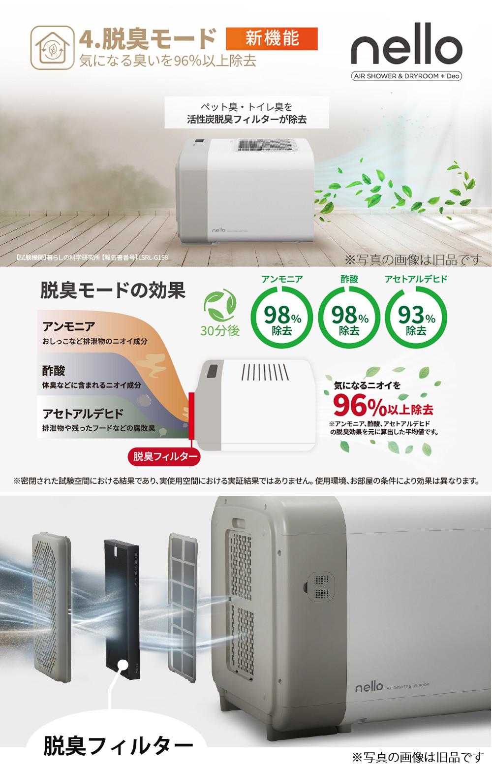 脱臭モード搭載 NEWモデル 獣医師推奨 nello ペットドライルーム＋Deo 犬 猫 乾燥 時短 ドライ エアシャワー ハウス 静音 花粉 多頭 ラッピング不可