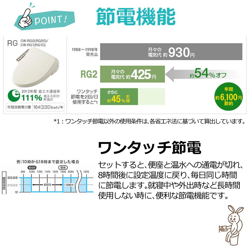 リクシル INAX 温水便座 CW-RG20/BN8 オフホワイト 貯湯式・操作パネル便座一体型・脱臭 ラッピング不可