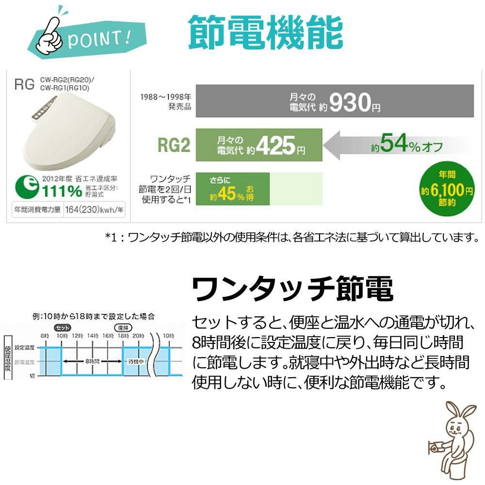 リクシル INAX 温水便座 CW-RG20/BN8 オフホワイト トイレクリーナー 軍手付き セット ラッピング不可