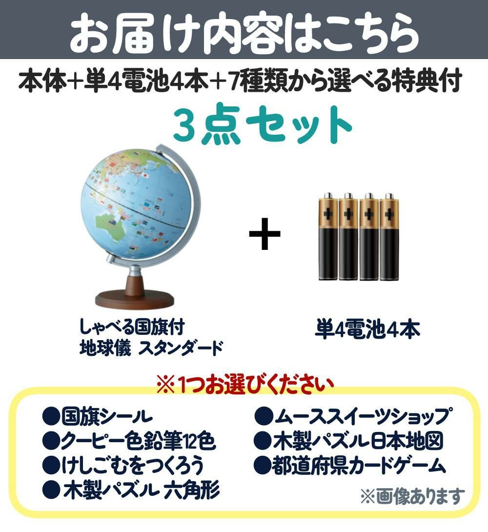 しゃべる国旗付地球儀 スタンダード 音声機能付  OYV46 球径 20cm 選べる特典セット レイメイ藤井 地球儀 しゃべる プレゼント