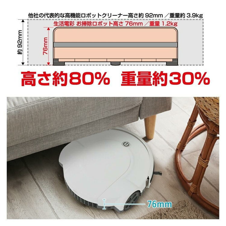 サクセスアジア お掃除ロボット SA012WH 3種類走行パターン USB-C充電 ラッピング不可