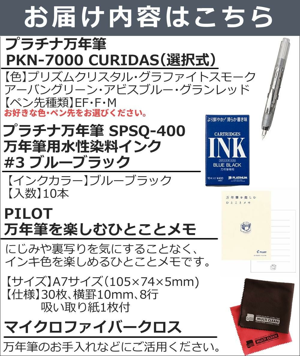 プラチナ万年筆 CURIDAS キュリダス PKN-7000 4点セット