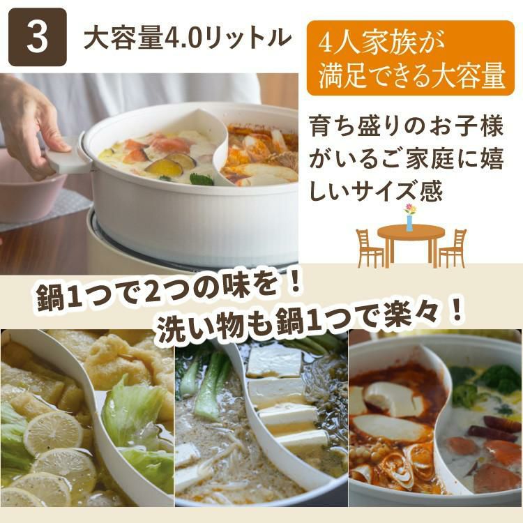 NATUUL 2食おやこなべ 電気鍋 仕切り鍋 NL-GP2ED（ラッピング不可