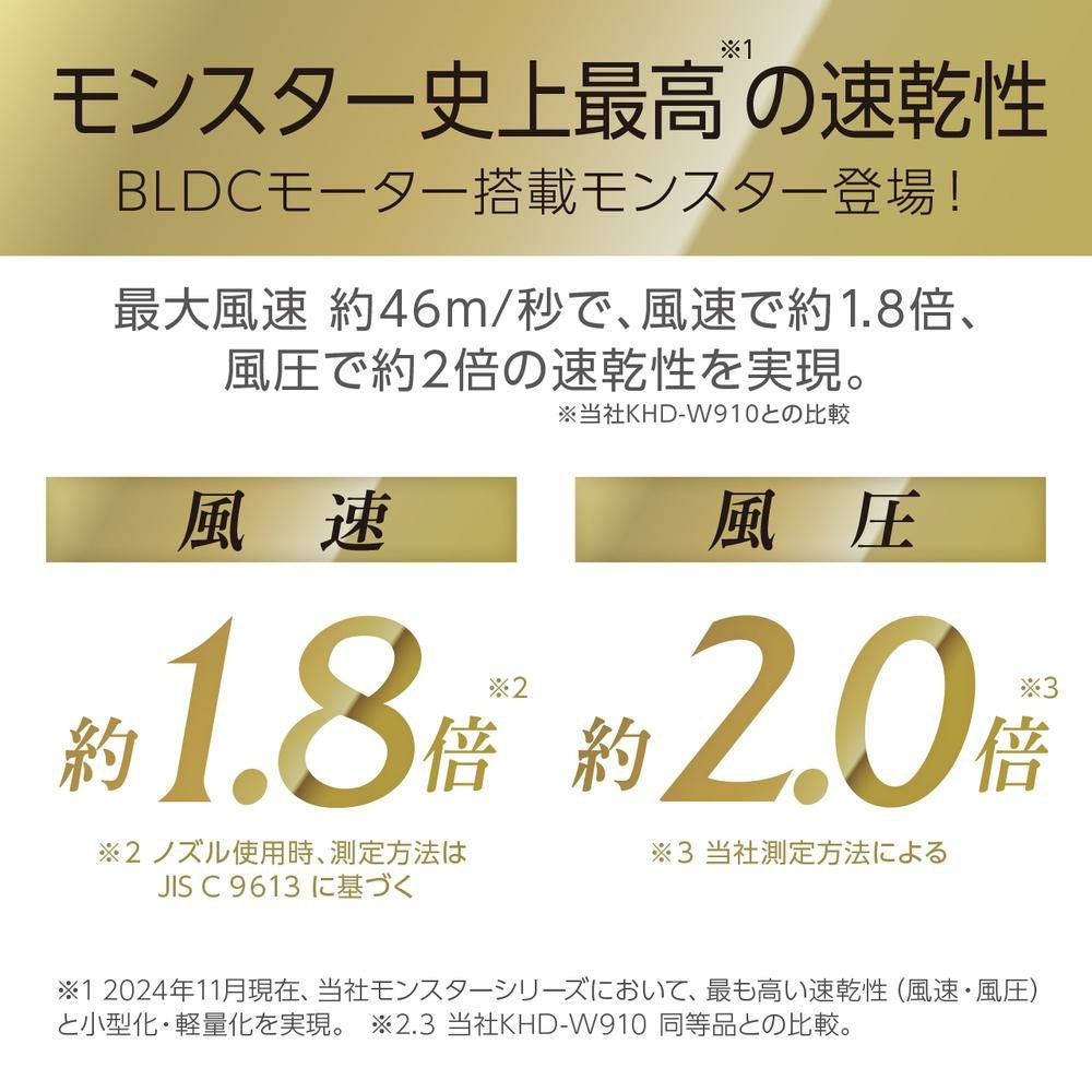 モンスター BLDCダブルファンドライヤー プレミアム コイズミ ハイパワー 大風量 KHD-W990 (ヘアドライタオル付)