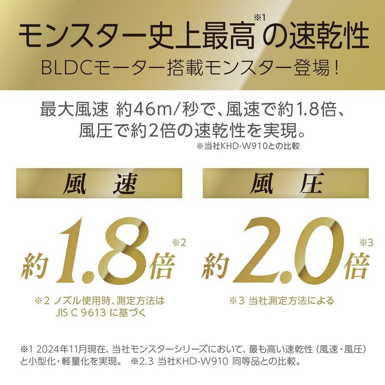 モンスター BLDCダブルファンドライヤー プレミアム コイズミ ハイパワー 大風量 KHD-W990 (ヘアドライタオル付)