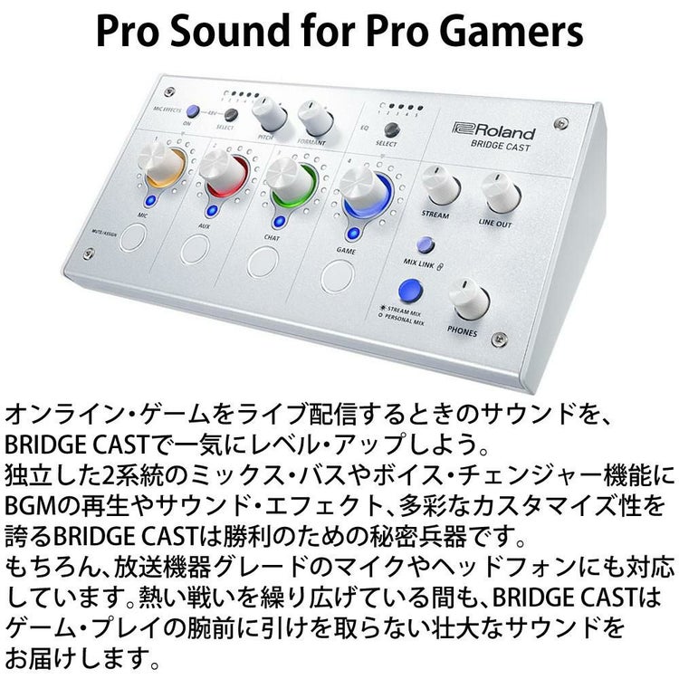 ローランド BRIDGE CAST ICE WHITE BRC-WH　ブリッジキャスト Roland ミキサー ゲーミングオーディオ