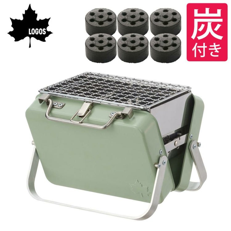 ロゴス グリルアタッシュmini 81060970 ＆ロゴス エコココロゴス・ミニラウンドストーブ6 付き 2点セット
