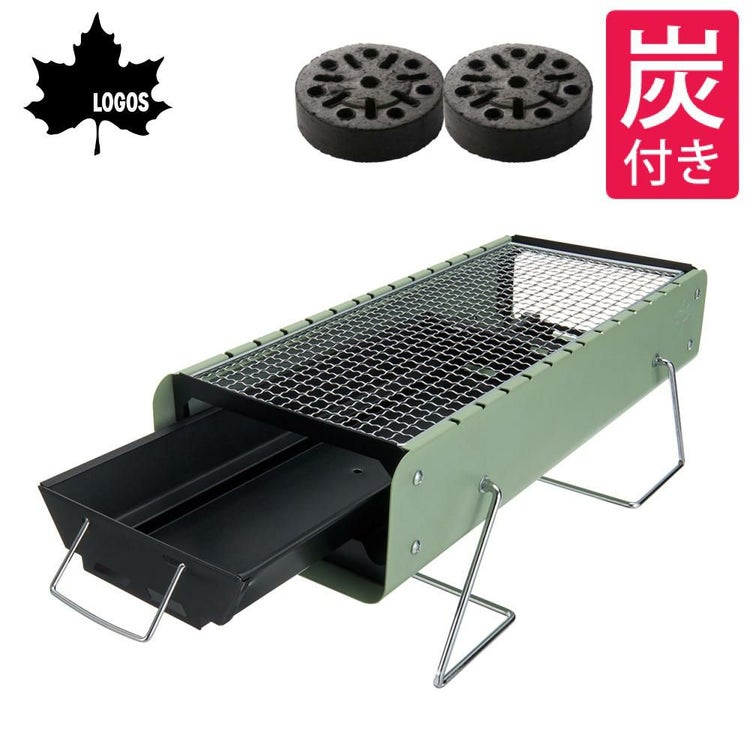 ロゴス LOGOS 卓上炉端グリルM 81060940 ＆ロゴス エコココロゴス・ラウンドストーブ2 付き 2点セット