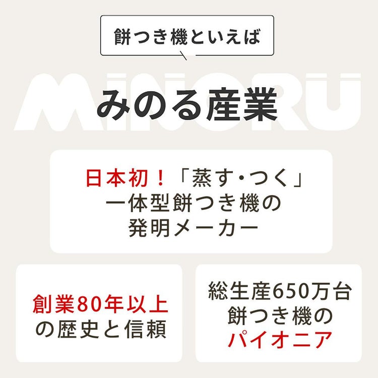 みのる産業 餅つき機 つき姫 3合 HS-037A リッチホワイト のし板 めん棒 もちカッター付き 4点セットラッピング不可