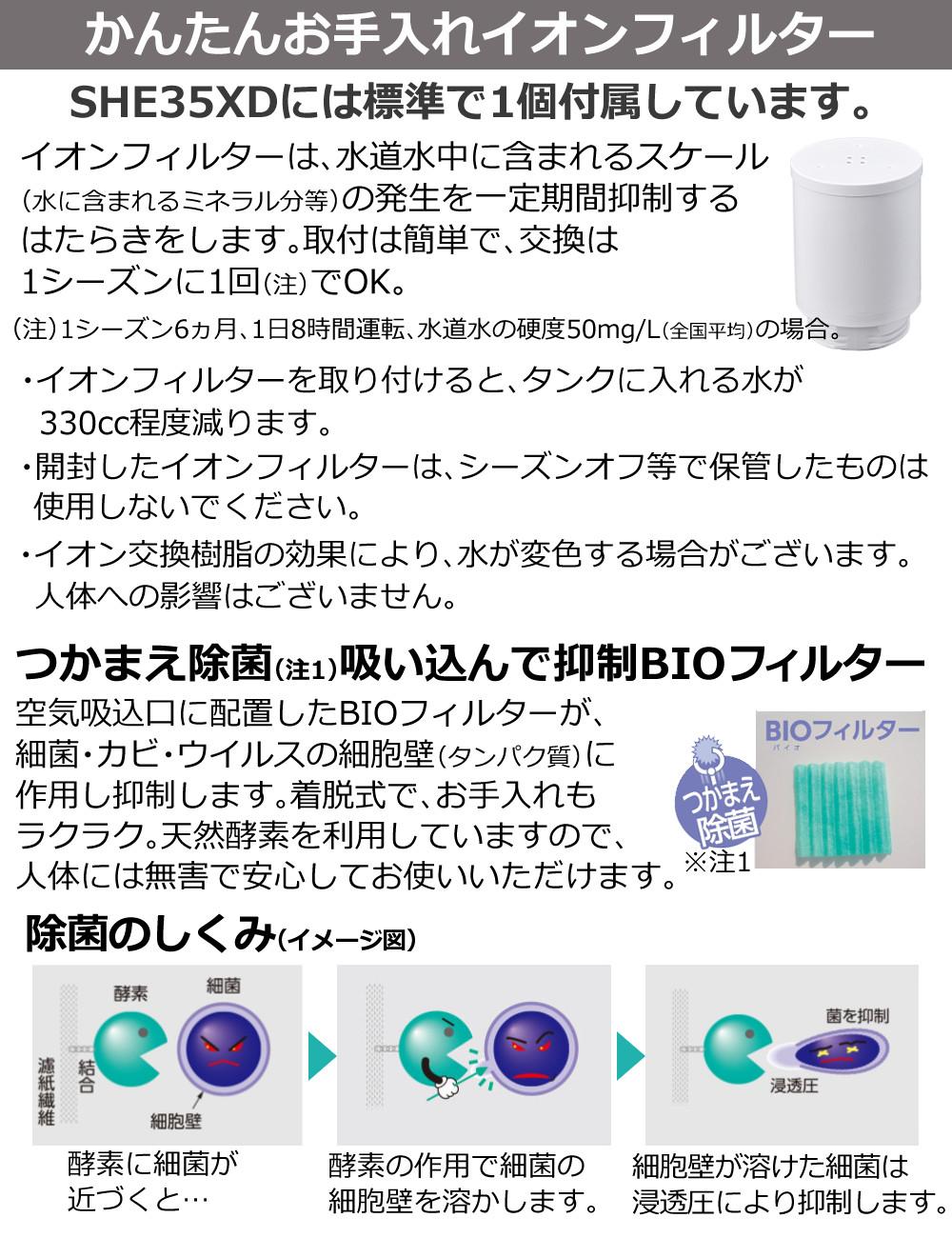 三菱重工 加湿器 加湿空気清浄機 roomist SHE60XD ホワイト ブラック