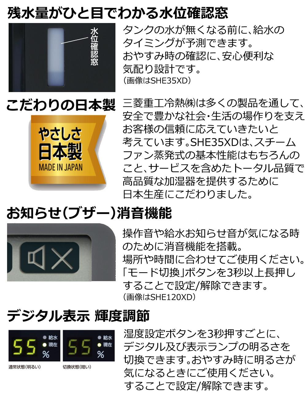 三菱重工 加湿器 加湿空気清浄機 roomist SHE60XD ホワイト ブラック