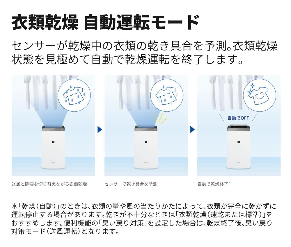 シャープ 除湿機 衣類乾燥 CV-S180-W ホワイト 乾燥容量約4人分 SHARP 衣類乾燥除湿機 コンプレッサー式 プラズマクラスター 7000