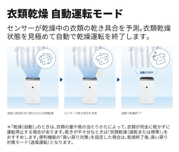 シャープ 除湿機 衣類乾燥 CV-S180-W ホワイト 乾燥容量約4人分 SHARP 衣類乾燥除湿機 コンプレッサー式 プラズマクラスター 7000